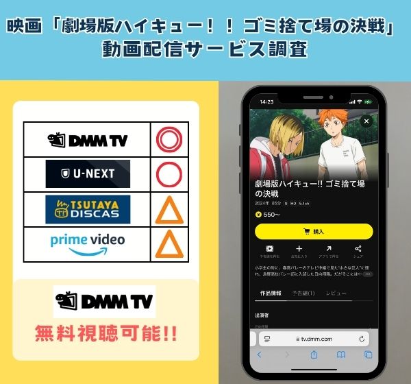 「劇場版ハイキュー！！ゴミ捨て場の決戦」を無料視聴できる動画配信サイトを独自調査！